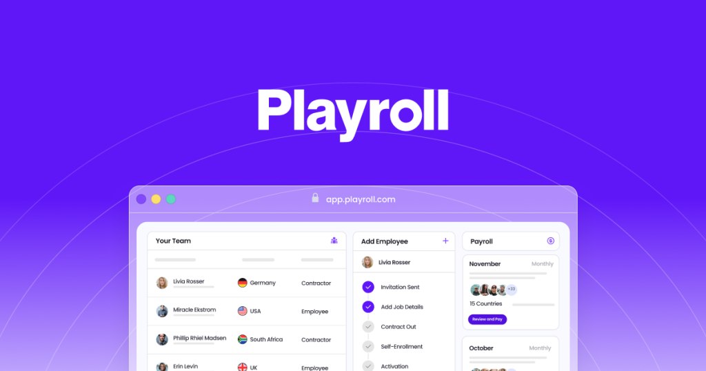 Playroll global employment overview and platform dashboard