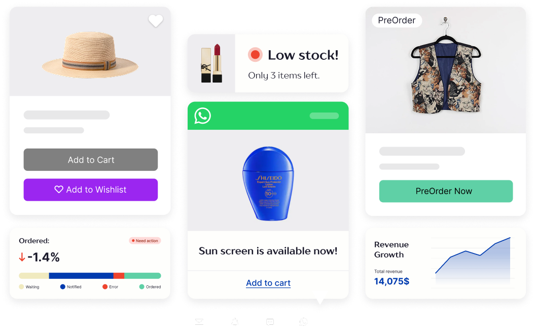 Notify Me pricing page with free and paid Shopify merchant plans
