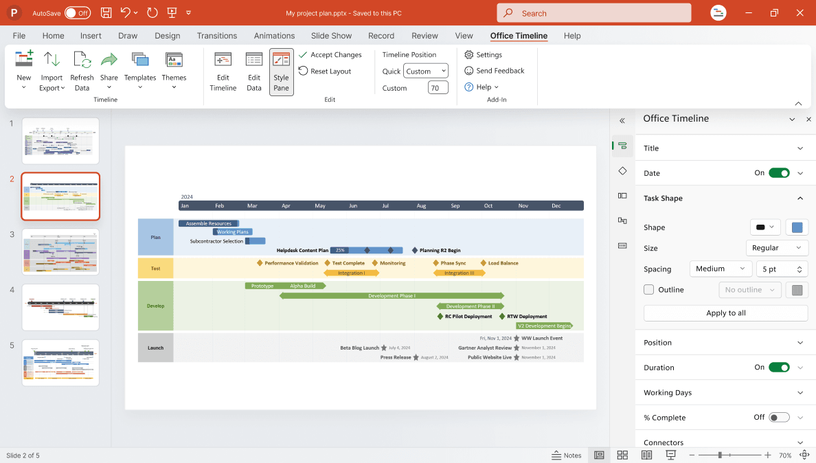 Office Timeline homepage hero and executive ready timeline visuals