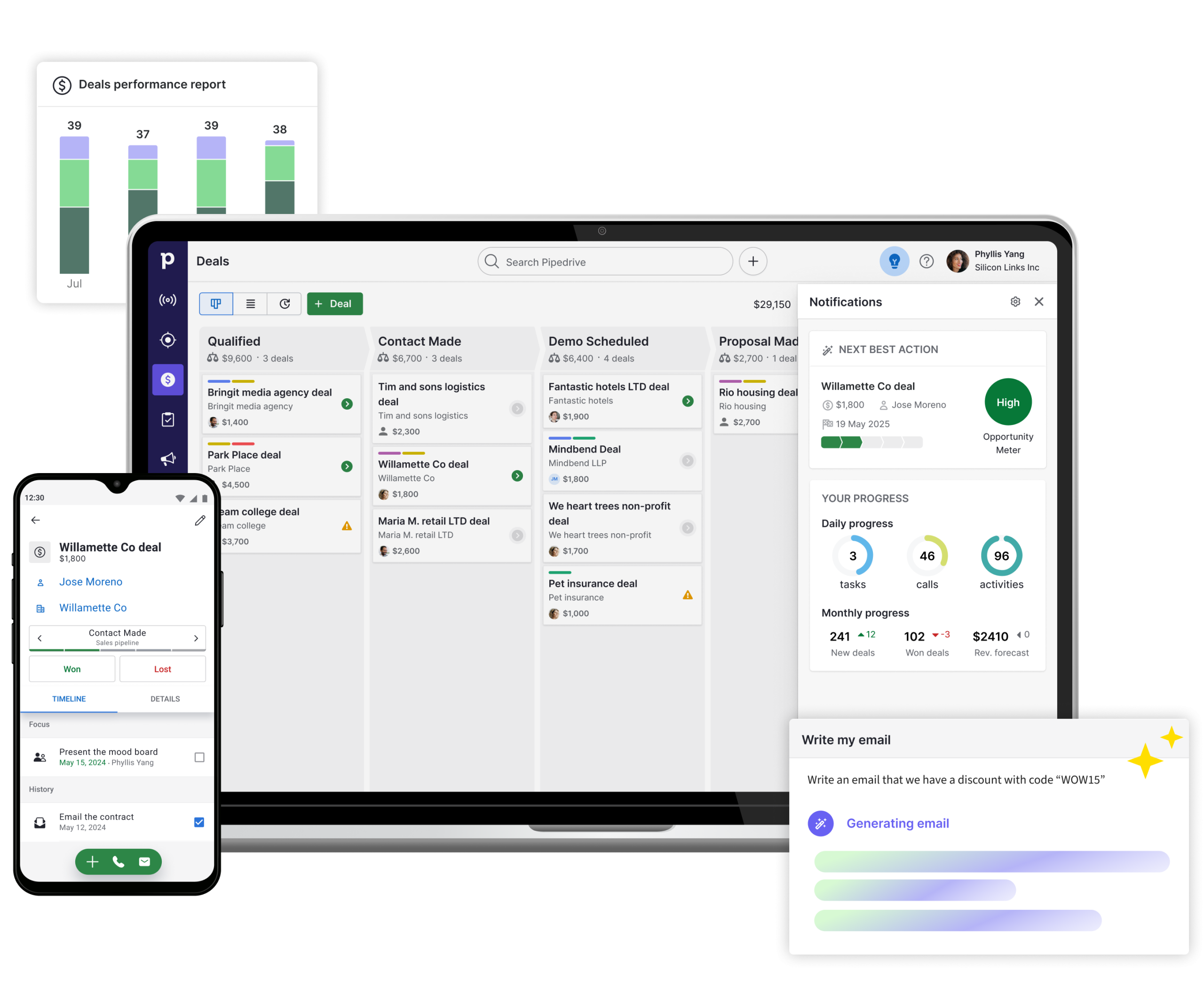 Pipedrive homepage and beginner CRM workflow overview