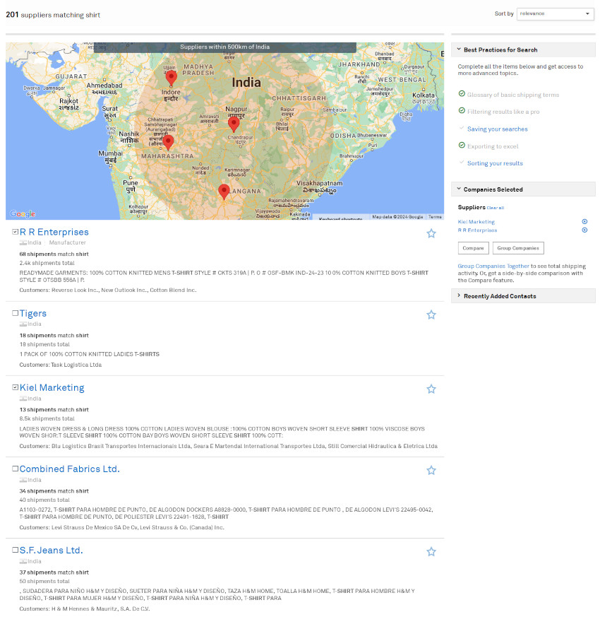Volza homepage and global export import intelligence overview