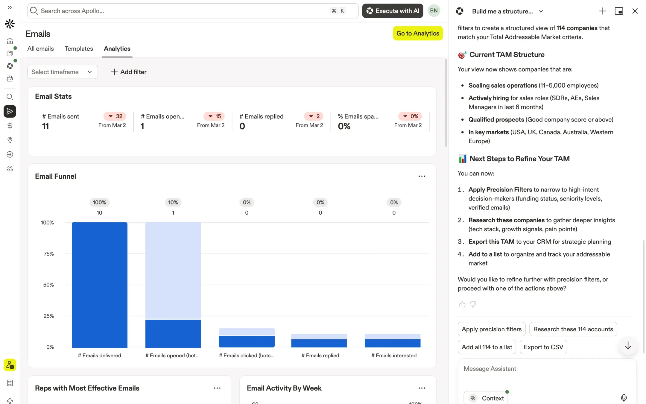 Apollo signup and workflow entry screen