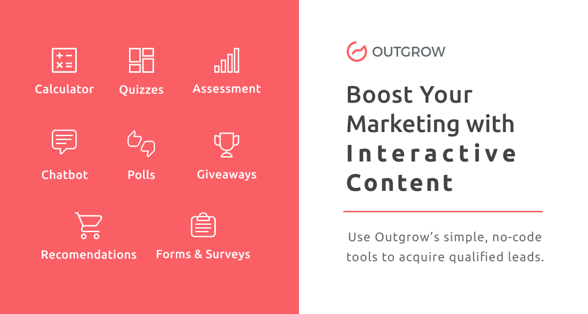 Outgrow top features summary across content types logic analytics and embeds