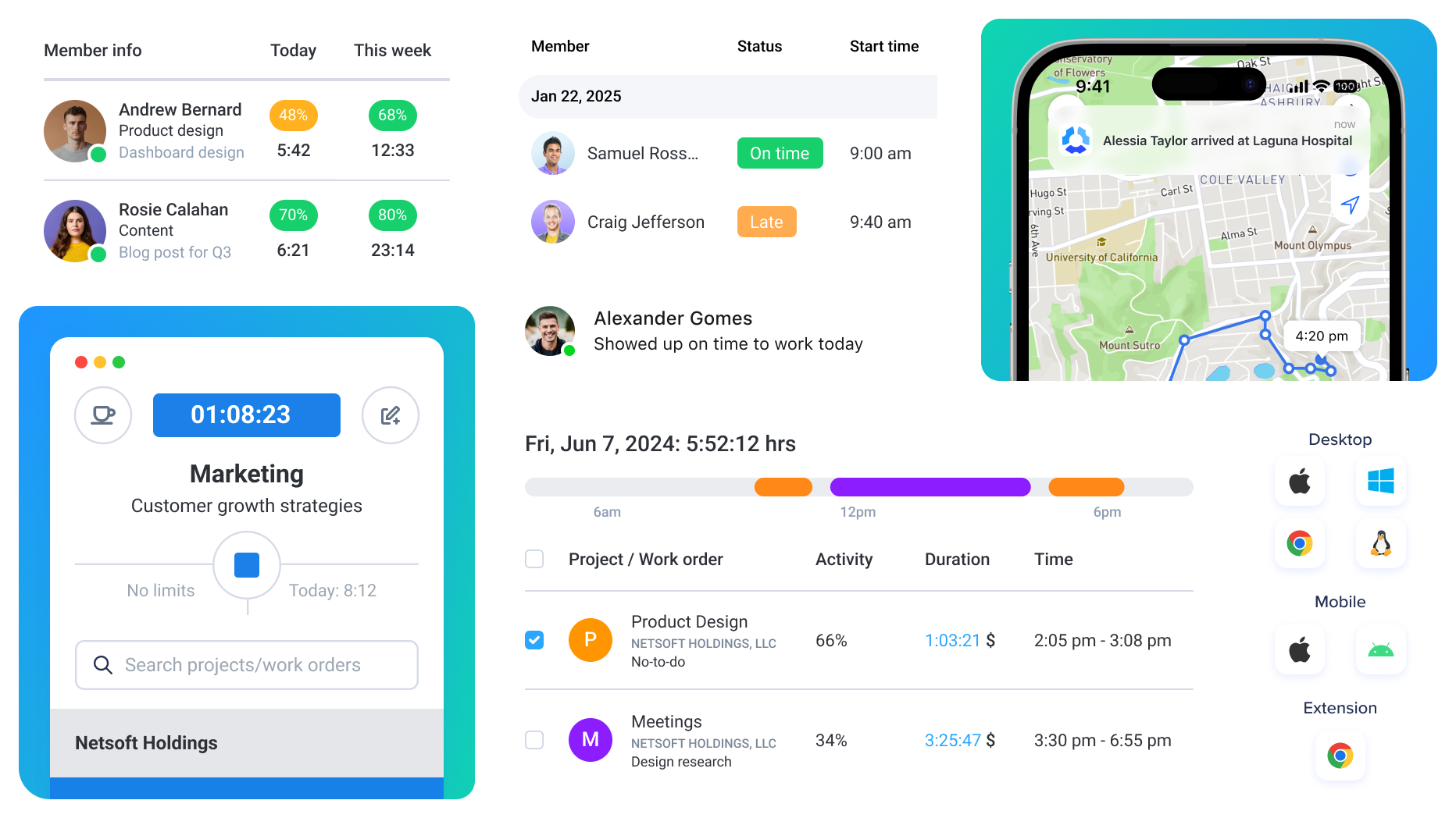 Hubstaff homepage and workforce time tracking platform overview