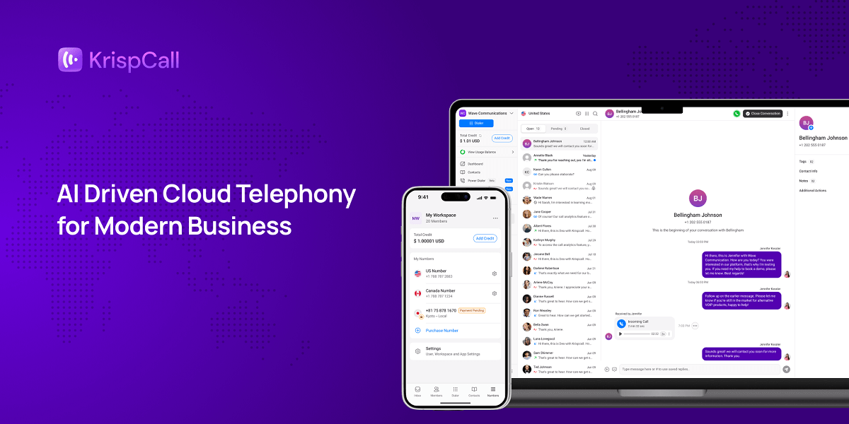KrispCall cloud telephony platform and CRM integration overview