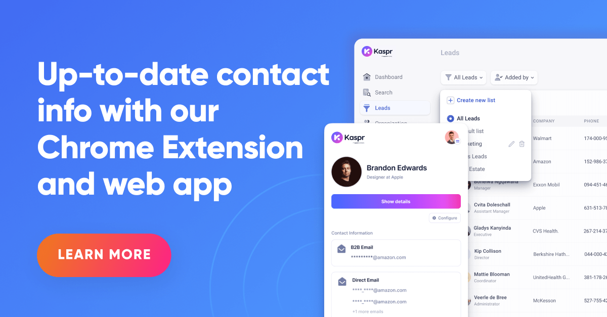Kaspr pricing page overview and B2B contact data platform