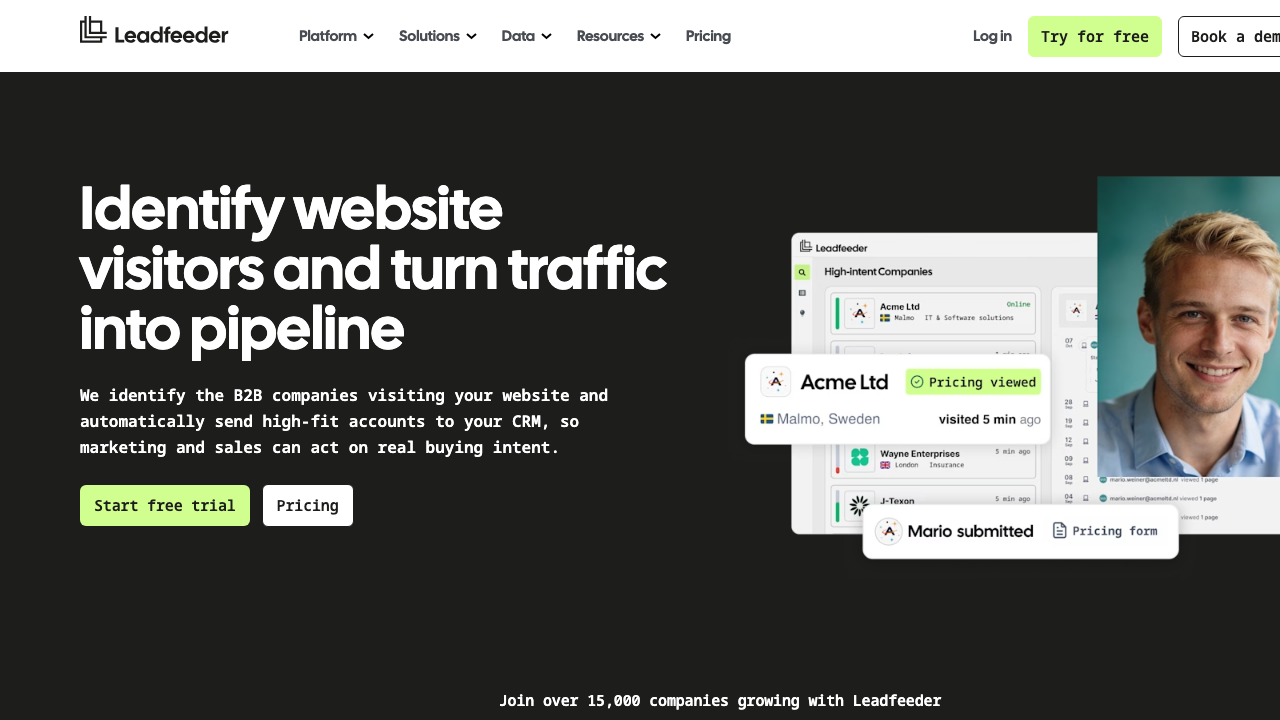 Leadfeeder website visitor identification and buyer intent overview