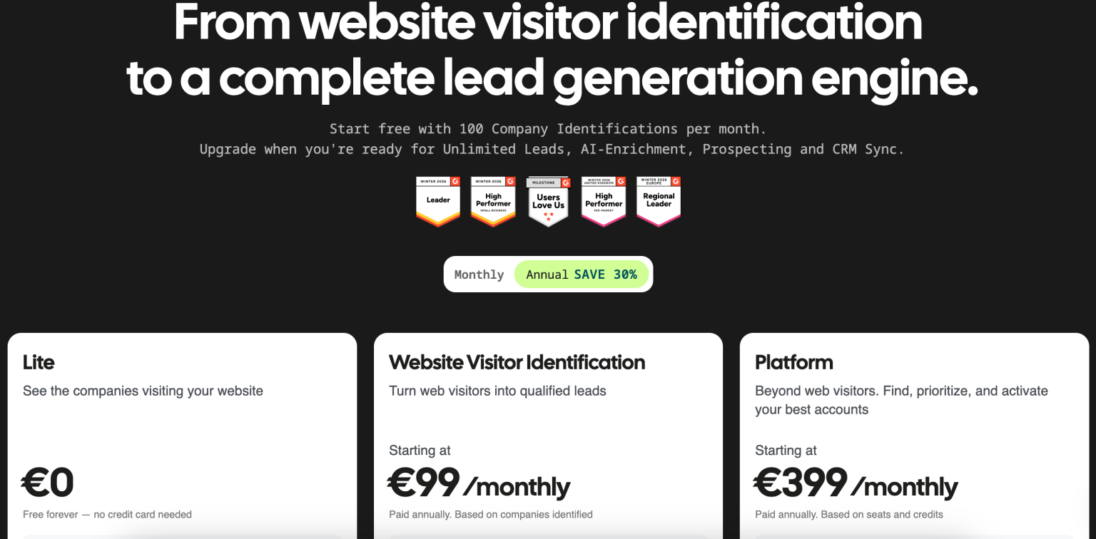 Leadfeeder Pricing 2026 - Stack99